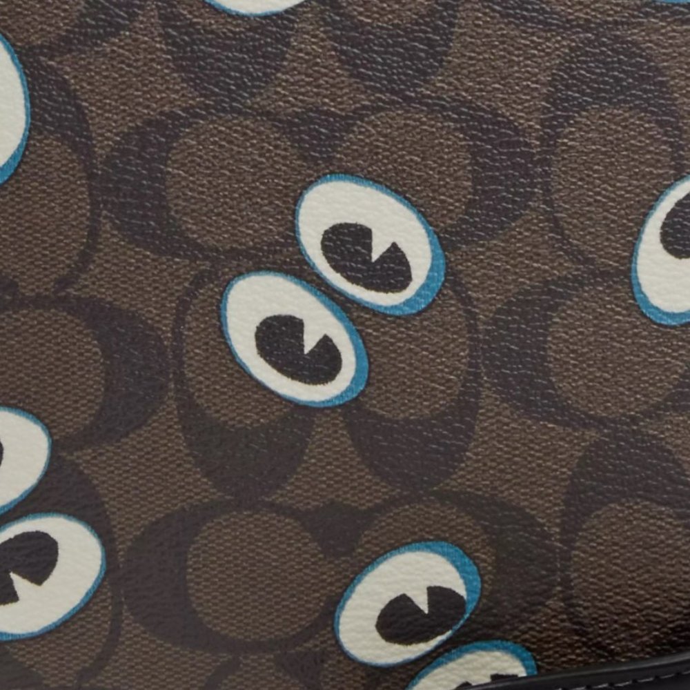 NWT Canteen Crossbody Signature Canvas Graphic Halloween Eyes Purse Bag Leather - Picture 4 of 12